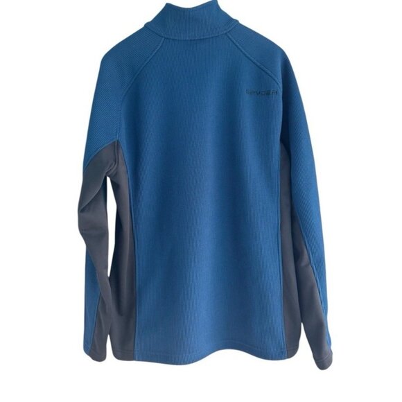 Spyder Men's Sz XL Blue & Black Half Zip Gait Knit Pullover Jacket - Picture 4 of 13